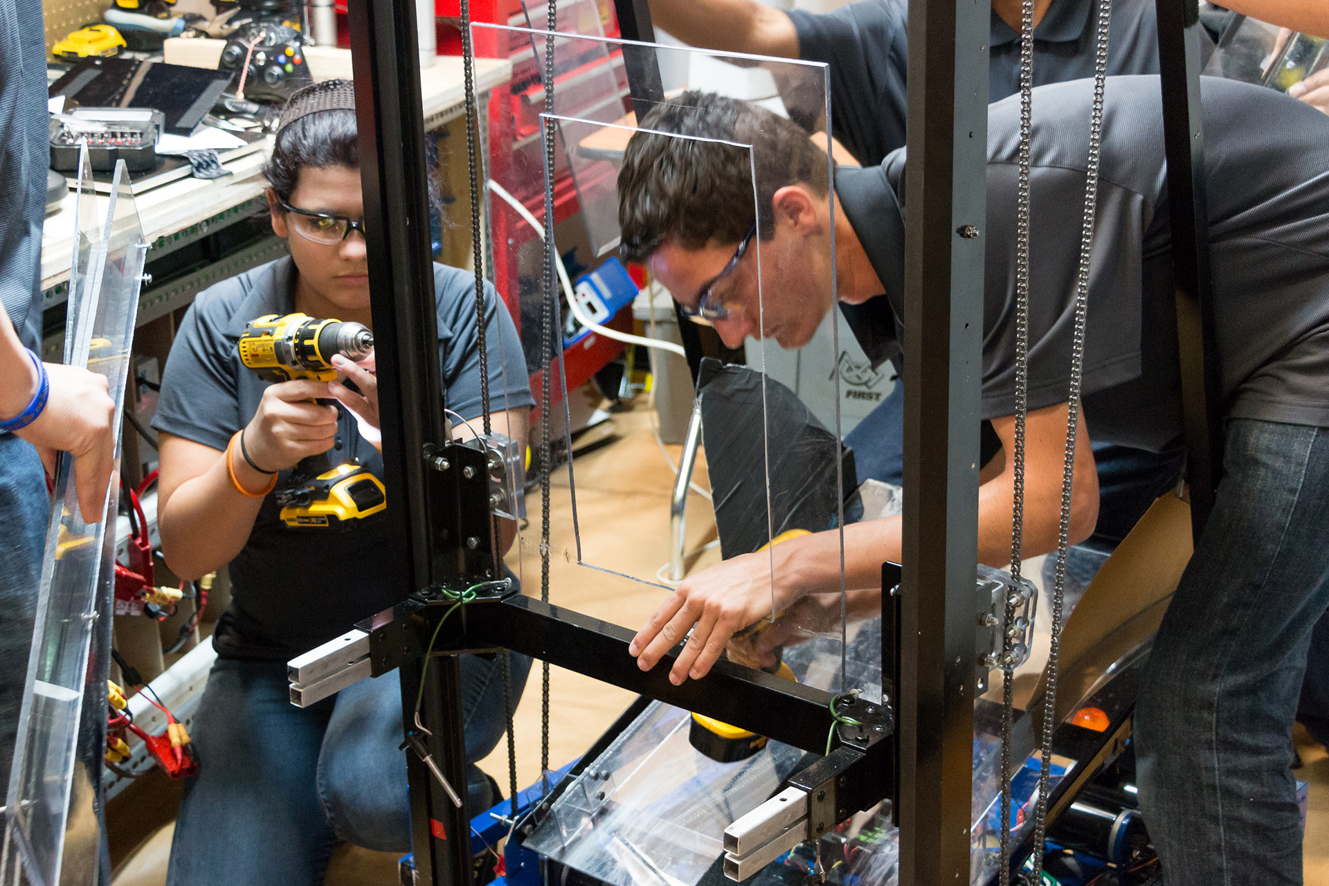 Me working on our 2015 robot during a competition.
